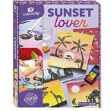Janod - Sunset Lover – I Love Creativity – 5 foto's om zelf te maken – aquarelschilderij en sjablonen – creatieve set voor kinderen – fijne motoriek en concentratie – vanaf 8 jaar J07737