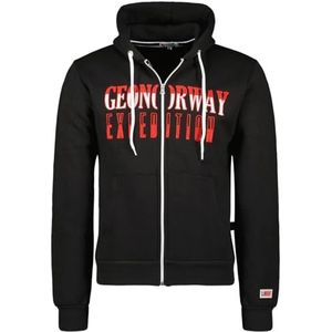 Geographical Norway Ghazen Heren hoodie kangoeroezak - sweatshirt logo pullover capuchon warme lange mouwen - heren lente zomer herfst winter (zwart XL), Zwart, XL