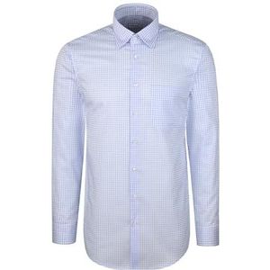 Seidensticker - Businessoverhemd - Blauw - Regular 1/1 Bedekte Button-Down-kraag Ruit