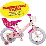 volare Meisjes, fiets, 14 inch premium met mand en poppenhouder, licentie Paw Patrol Girl, roze en wit, medium