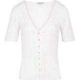 MORGAN - Trui - Off White - Viscose - V-hals - Korte Mouwen