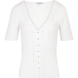 MORGAN - Trui - Off White - Viscose - V-hals - Korte Mouwen