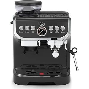 ELETTROFERRO ITALIA ES6519 Moderna Espressomachine met geïntegreerde koffiemolen, voor koffiebonen en poeder, melkopschuimer, filter 1 en 2 kopjes, 1450 W, zwart