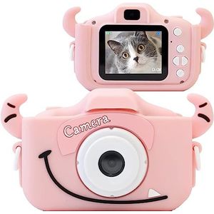 Kindercamera, selfie-fototoestel voor kinderen, met zachte siliconen hoes, 2,0 inch scherm, dubbele lens, 1080p HD, 20 MP, kindercamera voor jongens en meisjes, speelgoed (roze)