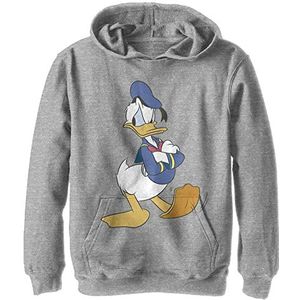 Disney Characters Traditional Donald Boy's Hooded Pullover Fleece, Athletic Heather, Small, Athletic Heather, S