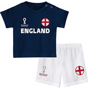 FIFA Unisex Kids Officiële Fifa World Cup 2022 Tee & Short Set - Engeland - Home Country Tee & Shorts Set (pak van 1), Blauw/Wit, 12 Maanden