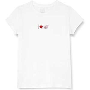 4F Girl'S T-shirt JTSD005 T-shirt, wit, 140 voor meisjes, Regulable, 140 cm