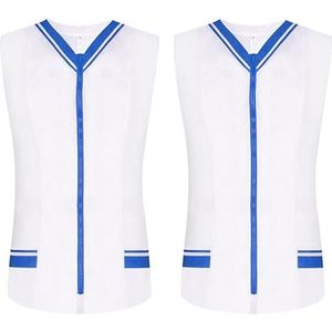 MISEMIYA - Verpakking met 2 stuks - sanitair hemd voor dames, zonder mouwen, uniform, reiniging uniform, medische dierenkliniek, 2-818, koningsblauw 22, XL