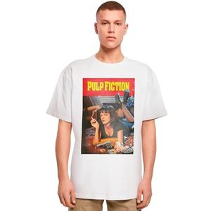 Merchcode Heren T-shirt Pulp Fiction Poster Oversized Tee, Oversized Fit, Katoen 100%, S, wit, S