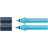 Schneider 040 Paint-It Twinmarker cartridges (Brush Tip & 1,0 mm ronde punt, kleurintensieve inkt op waterbasis, voor gebruik op papier, 95% gerecyclede kunststof), alaska blue 026