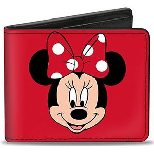 Buckle-Down Heren Minnie Mouse Face + Script Polka Dots Rood/Wit Reisaccessoires Bi-Fold Portemonnee, Veelkleurig, Standaard Maat, Meerkleurig, Standard größe