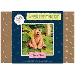 Simply Make Naaldviltkit - bruin beerontwerp voor kinderen en volwassenen, inclusief wol, naalden en alle gereedschappen, perfect voor volwassen ambachten en beginners - kunst- en knutselset voor