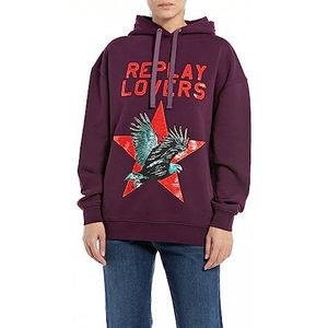 Replay Oversized capuchontrui voor dames, 477 Aubergine, M
