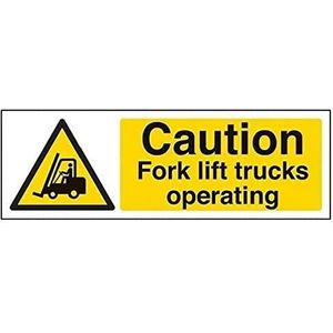 VSafety Voorzichtigheid Voorvork Lift Vrachtwagens Bedieningswaarschuwingsbord - 300mm x 100mm - 2mm Rigid Plastic