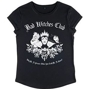 Disney Dames Villains-Bad Witch Club Organic Rold Sleeve T-Shirt, Zwart, S, zwart, S