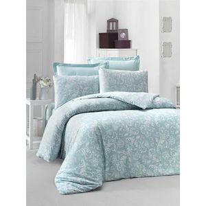 Nuit Des Rêves Luxe satijnen quilt cover-set (135 x 200 cm), mint & wit, 100% katoensatijn, 210 draadcount | machinewasbaar, elegant design met knoopsluiting