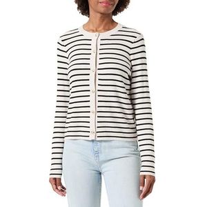 Vila VIZICHA L/S Gestreepte Gebreide Cardigan, berk/strepen: zwart, S