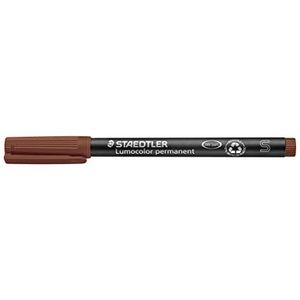 STAEDTLER permanente marker Lumocolor, bruin, superfijn, ca. 0,4 mm, veeg- en waterbestendig, Made in Germany, lange levensduur, 10 bruine universele pennen in kartonnen etui, 313-7