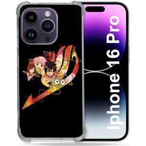 Cokitec Versterkt hoesje voor Apple Iphone 16 Pro Manga Fairy Tail Logo Zwart