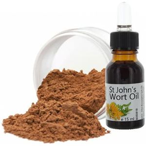 Veana Mineral Make Up Foundation (6g) Premium St. Johns woord olie (15ml) - voor vette en gemengde huid, bij acne, dermatosen, neurodermitis. Antibacterieel, regenererend, kalmerend, nuance brons