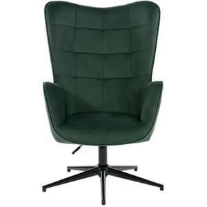 39F FURNITURE DREAM Fluwelen fauteuil, Scandinavische vrijetijdsstoel met verstelbare hoogte en draaibare basis, voor slaapkamer, kantoor, woonkamer, stof, 66 x 80 x 100-107 cm