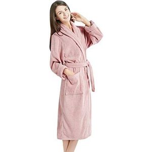 INK+IVY Badstof katoenen badjas voor dames, zachte pyjama sleepware-dames kimono badjas loungeware met zak en riem, sjaalkraag en manchet trim, Rosé, S-M