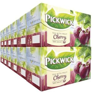 Pickwick Vruchtenthee Kers - Zwarte Thee met Stukjes Kers (240 Theezakjes - 100% Natuurlijk) - 12 x 20 Zakjes