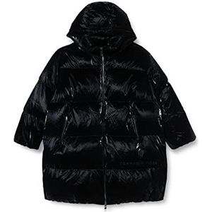 Tommy Hilfiger Dames CRV Metallic Down Puffer jas geweven, zwart, 50, Zwart