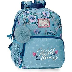 Movom Wild Flowers Kleine rugzak, blauw, 23 x 28 x 10 cm, polyester, 6,44 l, Blauw, Mochila pequeña, kleine rugzak