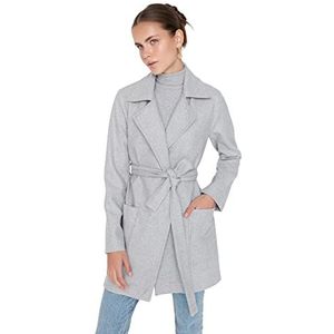Trendyol Vrouwen Regular Double-breasted Revers kraag Geweven Jas, Grijs, 60