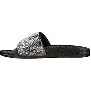 Skechers Pop Ups sandaal voor dames, Zwarte Canvas Strass Trim, 37 EU