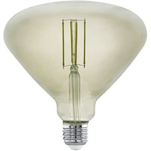 EGLO LED E27 dimbaar, Smoky Vintage gloeilamp in MID SIZE Ø 15 cm, LED-lamp voor retro verlichting, 4 watt (komt overeen met 30 watt), 360 lm, E27 LED warm wit, 3000 K, lampen, Edison gloeilamp, BR150