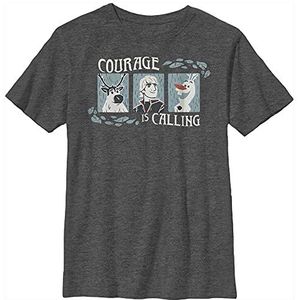 Disney Frozen 2 Courage Woodcut Boy's Crew Tee, Charcoal Heather, X-Small, Charcoal Heather, XS