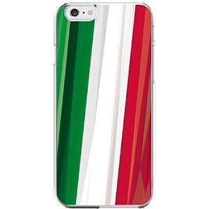 Shot case beschermhoes gemaakt van siliconen voor iPhone 6/6S Plus, motief: Italiaanse vlag, transparant, gel, zacht