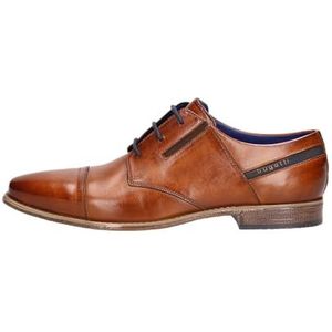 Bugatti - Veterschoenen - Cognac used - Blokhak - Avondschoen - Feestelijke Schoen met Stretch-inzetten