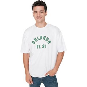 Trendyol Mannelijk Oversize Standaard Crew Neck Knit T-Shirt Wit, Kleur: wit, M
