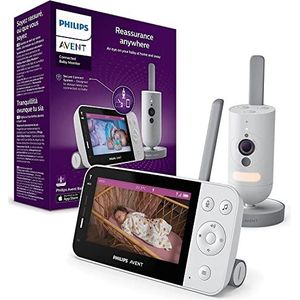 PHILIPS Avent Connected Babyfoon met HD-camera 1080p, infrarood nachtzicht, twee-weg-audio, onbeperkt bereik, Secure Connect, 12 uur (model SCD923/26)