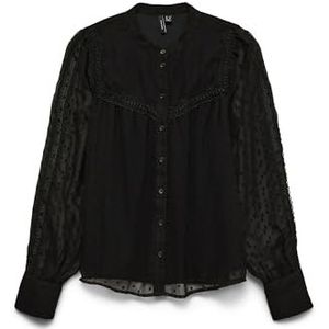 Vmleah Annika Ls Lace Shirt WVN Ga Noos, zwart, M