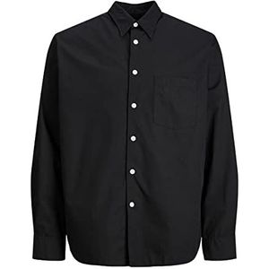 JACK & JONES Men's JORBILL oversized shirt LS CBO hemd, zwart, S, zwart, S