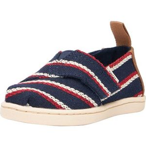 TOMS Klassieke Alpargata Loafer voor meisjes, Marineblauwe geweven strepen, 11 UK Child