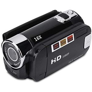 Digitale camcorder, Full HD Full HD Rotatie 270° 1080P 16X High Definition Camcorder, Draagbare DV-videocamera met 2,7 inch display voor kamperen thuis (EU Plug Black)