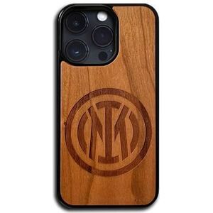 Inter beschermhoes van hout, 100% duurzaam, compatibel met iPhone 14, dunne beschermhoes 6,1