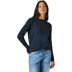 Gebreide Trui - Deep Petrol Melange - Ronde Hals - Staande Kraag