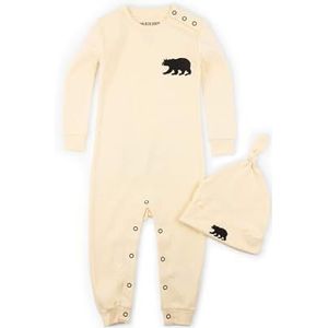 Little Blue House unisex-baby Coverall and Hat, Natural Little Bear, 3-6 Months