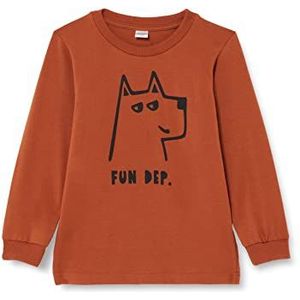 Pinokio Blouse Long Sleeve Olivier, 95% katoen 5% elastaan, Indian Tan with Dog Print, Jongens 74-122 (104), indian tan olivier, 104 cm