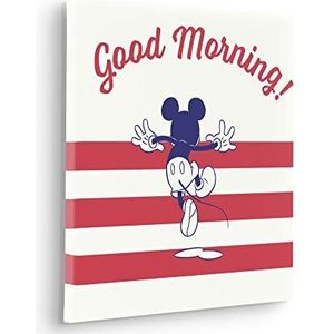 Komar Keilrahmenbild in echt houten frame - Mickey Good Morning - afmeting 40 x 40 cm - Disney, kinderkamer, muurschildering, kunstdruk, wanddecoratie, design
