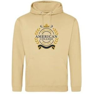 AMERICAN COLLEGE USA Sweatshirt Sweatshirt Print Warme Kleding Uniseks Mannen en Vrouwen Casual Model ACSCW5 Beige XS, Beige, XS