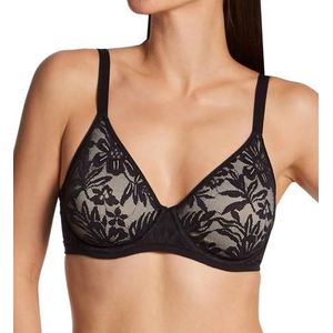 Bali Women's Breathe Lace Underwire, Breathable Modal Bra, Convertible Straps, Black/Almond Lining