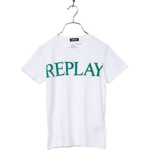 Replay T-shirt voor jongens, regular fit, korte mouwen, 001, wit, 16 Jaren