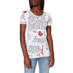 Love Moschino Dames Fitted Short Sleeves, in Soft Stretch Viscose Jersey, met All-Over Calligraphy Print. T-shirt, Love Let.bco, 40